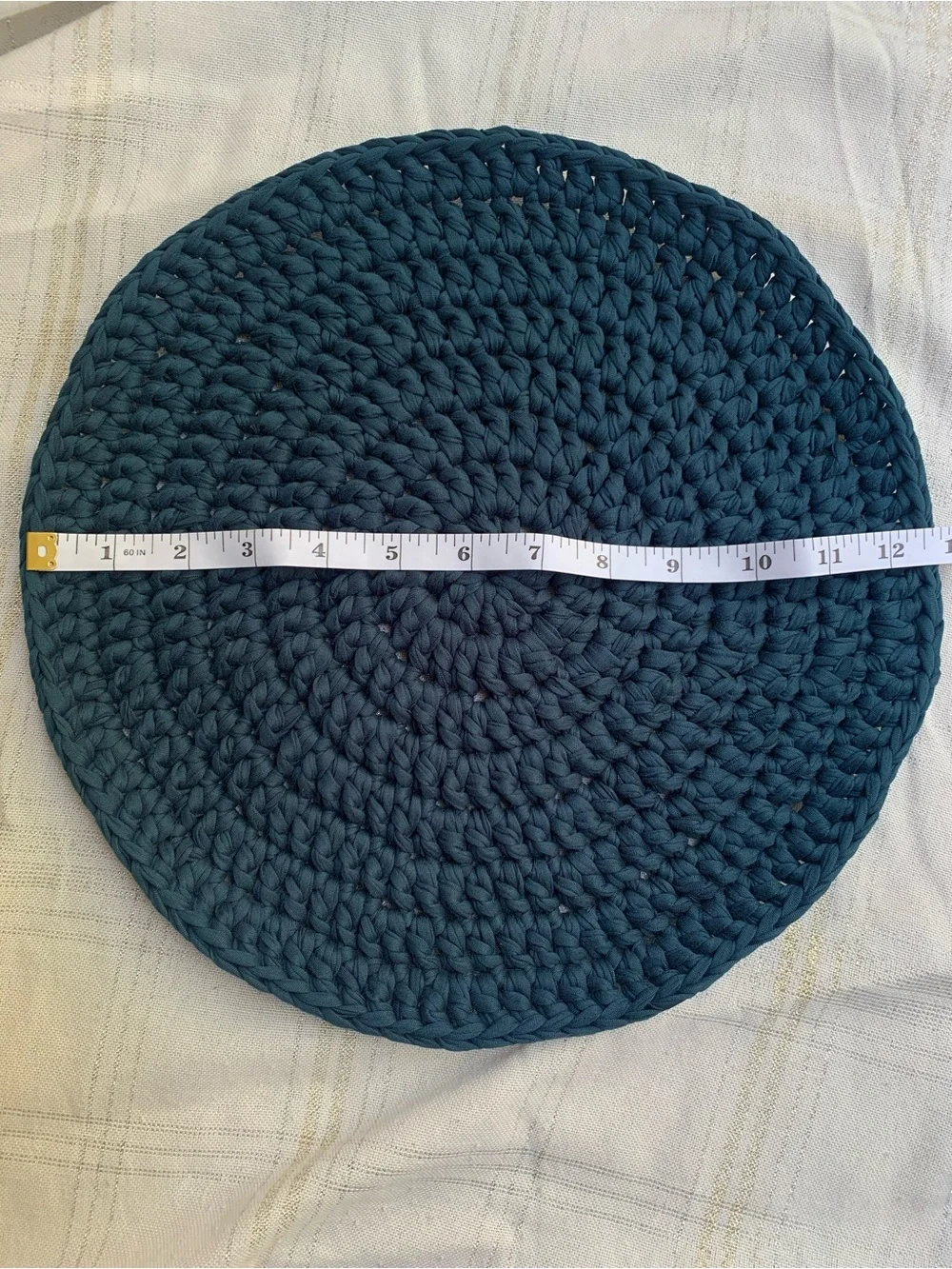 Handcrafted Set of 2 Blue Crochet Round Placemats - Home Accents